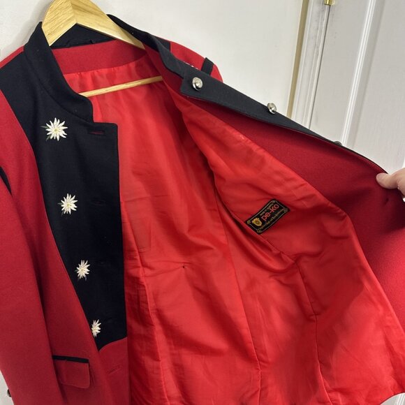 Pe-Ko Austria Woman 40 Red Marching Band Themed Coat Wool Salzburger Loden - Picture 5 of 10